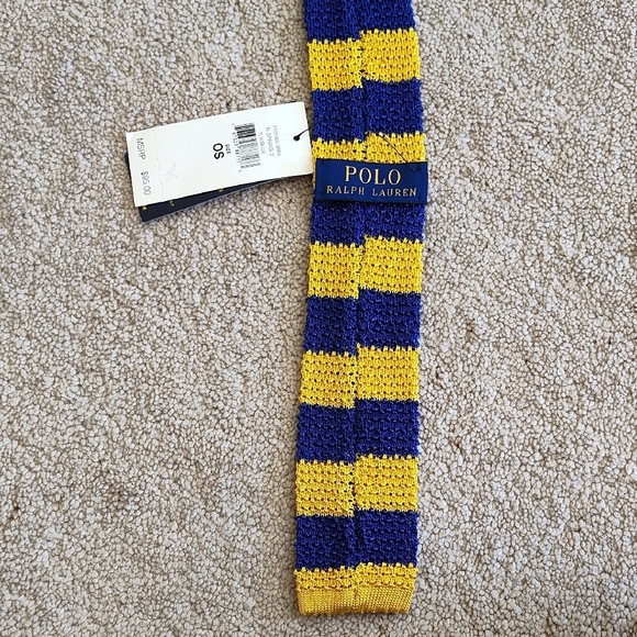 Polo Ralph Lauren Yellow and Blue Striped Knit Tie - Picture 3 of 8
